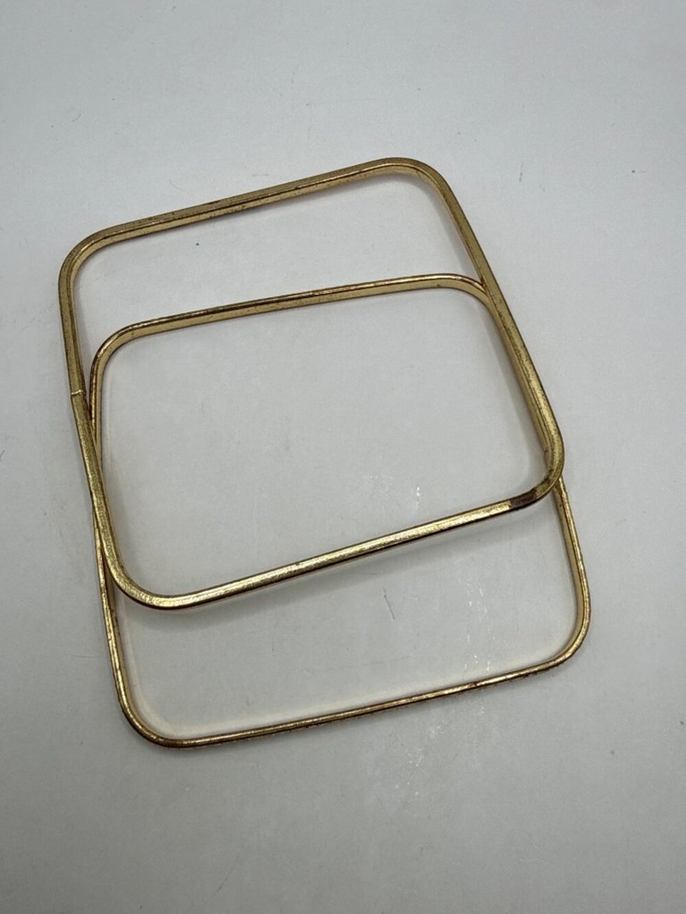 Vintage Gold Square Bangle Bracelets Set | Minimalist Geometric Stackable Retro - Picture 1 of 5